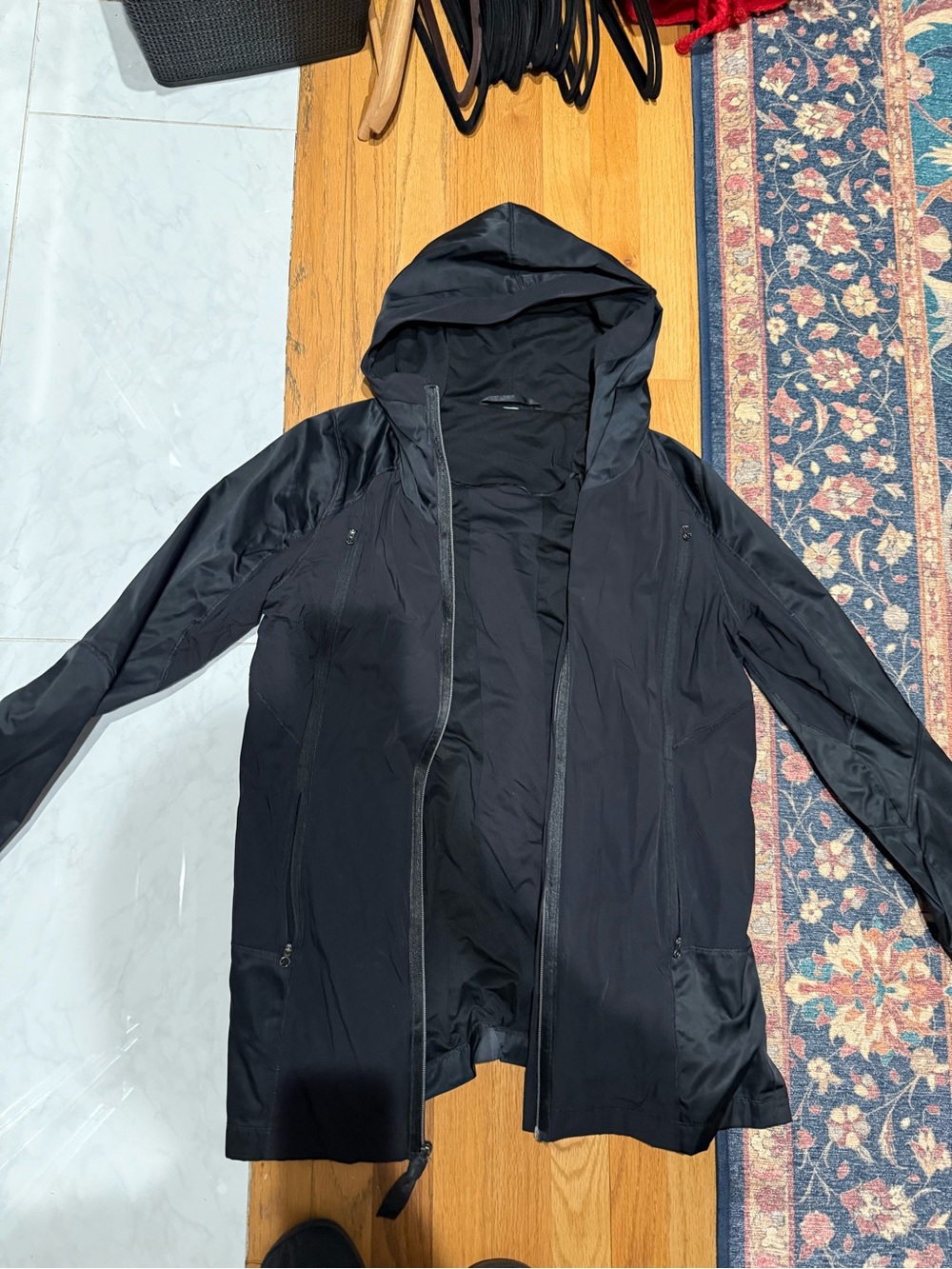 lululemon athletica Black Hooded Windbreaker Jacket